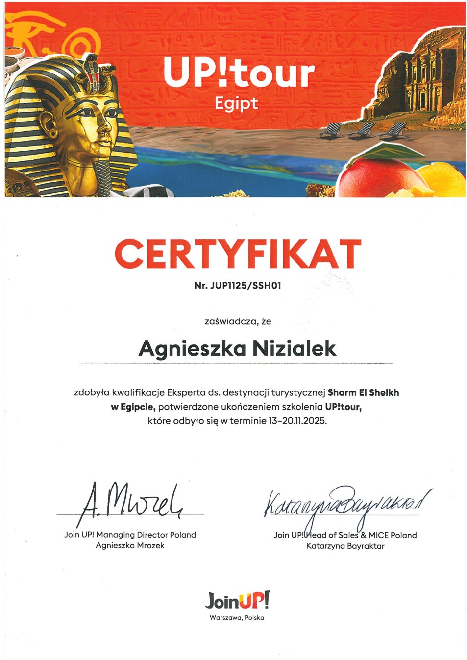 Join UP! — Sharm El Sheikh destination expert — Agnieszka Niziałek